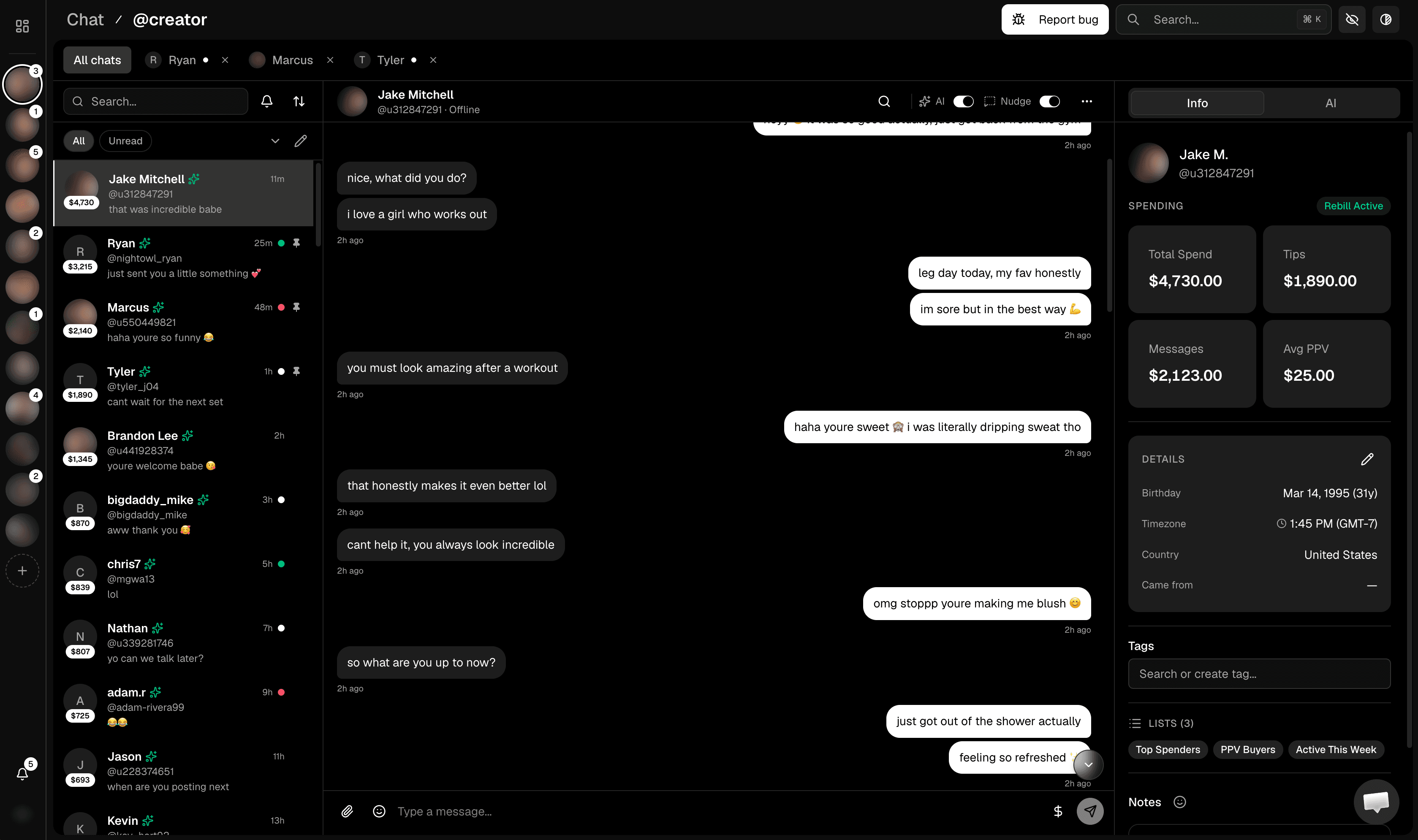 Fancel Chatting UI — OnlyFans messaging