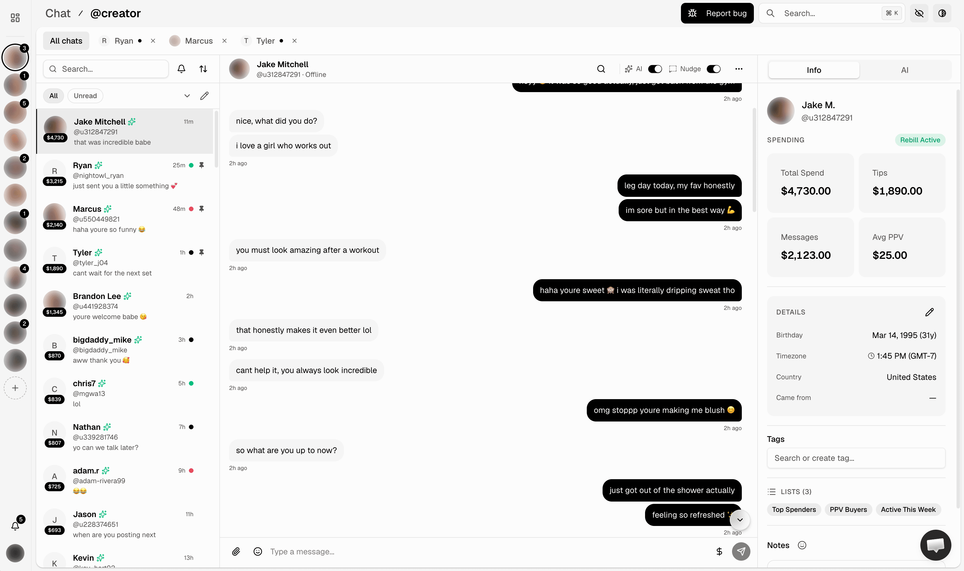 Fancel Chatting UI — OnlyFans messaging